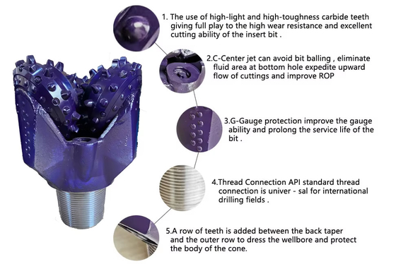 Eng Drilling Rig Bit API Spec 12 Inch TCI Tricone Drill Bit Roller Cone Drill Bit